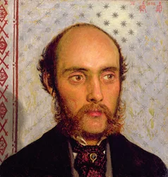 Portret Williama Michaela Rossettiego (1829-1919) przy świetle lampy, 1856 (panel)